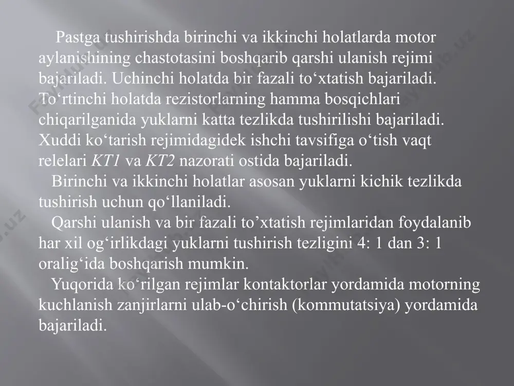 kran xarakatlanish mexanizmlarining elektr yuritmalari tuzilishi - Page 5