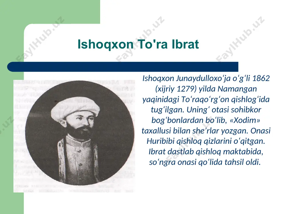 brat» va boshqalar. mezon uz-zamon asari haqida mezon - barobar qiladurgon tarozudur. bu asrlarni, zamonlarni vazn qiladur. so‘ngra hosili mezon — bir natija hosil bo‘lur. biz bu mezon ila o‘z asrimizni tortamiz. avvalgi zamon va keyingi zamonlarni(ng) bo‘lak tarozusi bor. mana bu «mezon uz-zamon» andozai shar’din, mezoni shar’din ortuqcha rasmu odat bo‘lg‘on nimarsalarni ko‘rsatub turubdur. qalbida, fahmida mezoni bor zot tortub bilurlar va amal qilurlar. bir asr ilgari o‘tgan xalqlar ta’ayyushlarini ko‘rsatur. chunonchi, ul asr odamlari sodda, sofdil, to‘g‘ri, xiyonatu bug‘zu adovat, kizblar kam bo‘lub yoki bo‘lsa ham oshkor emas ekan. bunga sabab islomni(ng) yangiligi, mahkam ushlaganlari yoki muhtasibi ahli islom hafta bahafta tahqiq qilib turgani sabab bo‘lsa kerak. mana bir asrni(ng) mezoni! farq: ikkinchi mezondagi sha’n-shavkat, sarfi behudalarni o‘qudingiz. mana balvo! mana tabodil! mana mezon! bular hammasi madaniyatdan namunadur, obodliqdan nishona. olamni ko‘rmak ko‘b asrlar ahvolini bilmakdan iborat bo‘lsa, mana ko‘rdingiz bir asrni(ng) ahvolini! hama ahvoldin yozmak bo‘lsam, har …
