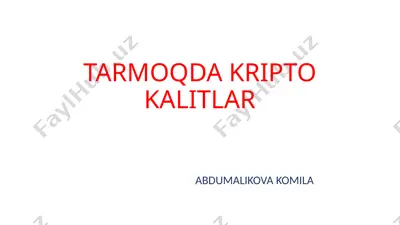 tarmoqda kripto kalitlar — PPTX