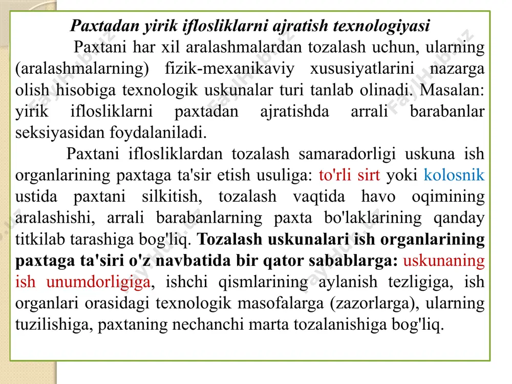 paxtani yirik iflosliklardan tozalash - Page 4