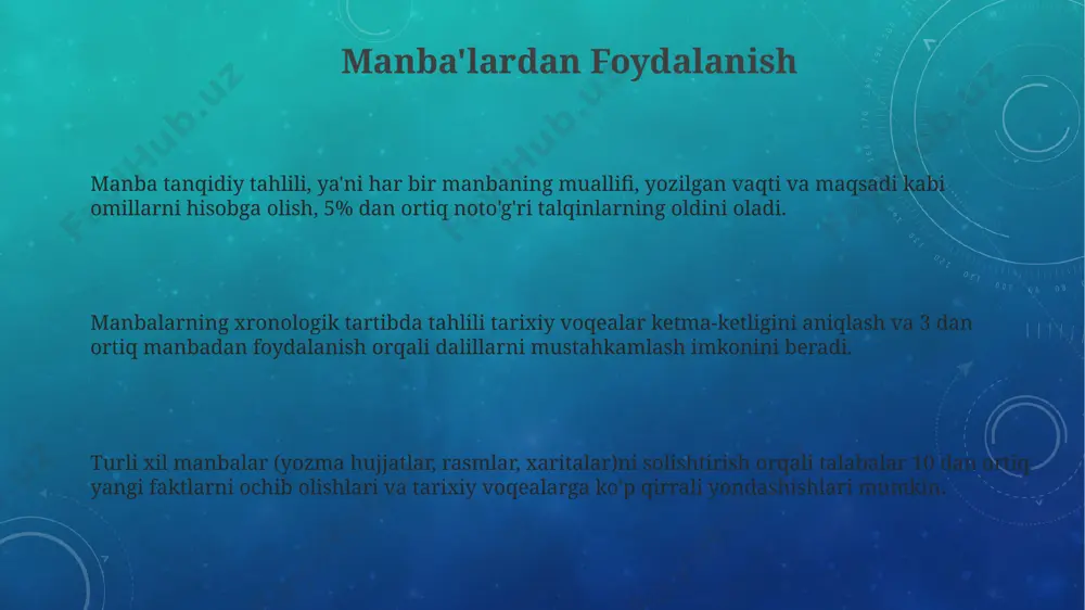 tarix taʼlimining amaliy usullari va tarixi darslarining turlari - Page 3