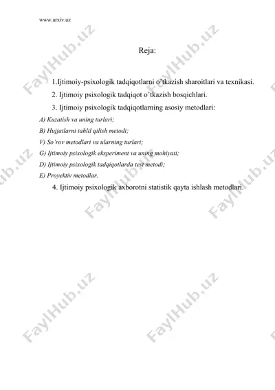 ijtimoiy psixologiyaning metodlari — DOC