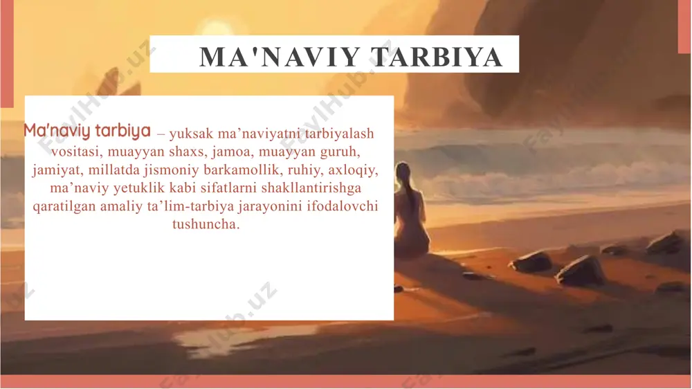 flar tomonidan «harakatli o'yinlar» (1963—1981), «1001 o'yin» (1991) kabi to'plamlar yaratilgan.samarqand, buxoro, qashqadaryo, surxondaryo, jizzax, namangan, sirdaryo, toshkent va boshqa viloyatlaming tog'li hududlari va yangi o'zlashtirilgan joylarida bo'layotgan katta to'ylarda kurash, ko'pkari-uloq, poyga va turli xil harakatli o'yinlar doimiy ravishda qo'llanilmoqda. bu o'yinlar to'ylaiga fayz, baraka kiritish bilan biigalikda tomoshabinlar olqishiga sazovor boimoqda, ayniqsa, o'quvchi yoshlaming milliy o'yinlar, zamonaviy sport turiga qiziqishini tobora oshirmoqda.. xulosa. xulosa qilib aytganda bugungi kunda eng muhim vazifalardan bu- bolaning o'z oilasiga, uyiga, bolalar bog'chasiga, ko'chasiga, shahriga mehr va muhabbatini tarbiyalash vazifalari; tabiatga va barcha tirik mavjudotlarga hurmatli munosabatni shakllantirish; mehnatga hurmatni tarbiyalash; rus an'analari va hunarmandchiligiga qiziqishni rivojlantirish; inson huquqlari haqida dastlabki bilimlarni shakllantirish; rossiya shaharlari haqidagi tasavvurlarning kengayishi; bolalarni davlat ramzlari (gerb, bayroq, madhiya) bilan tanishtirish; mas'uliyat hissi va mamlakat yutuqlari bilan faxrlanishni rivojlantirish; bag'rikenglik, boshqa xalqlarga, ularning an'analariga hurmat tuyg'usini shakllantirish demakdir. e’tiboringiz uchun rahmat! image1.png image2.jpeg image3.jpeg image4.jpeg image5.png image6.jpeg image7.png …