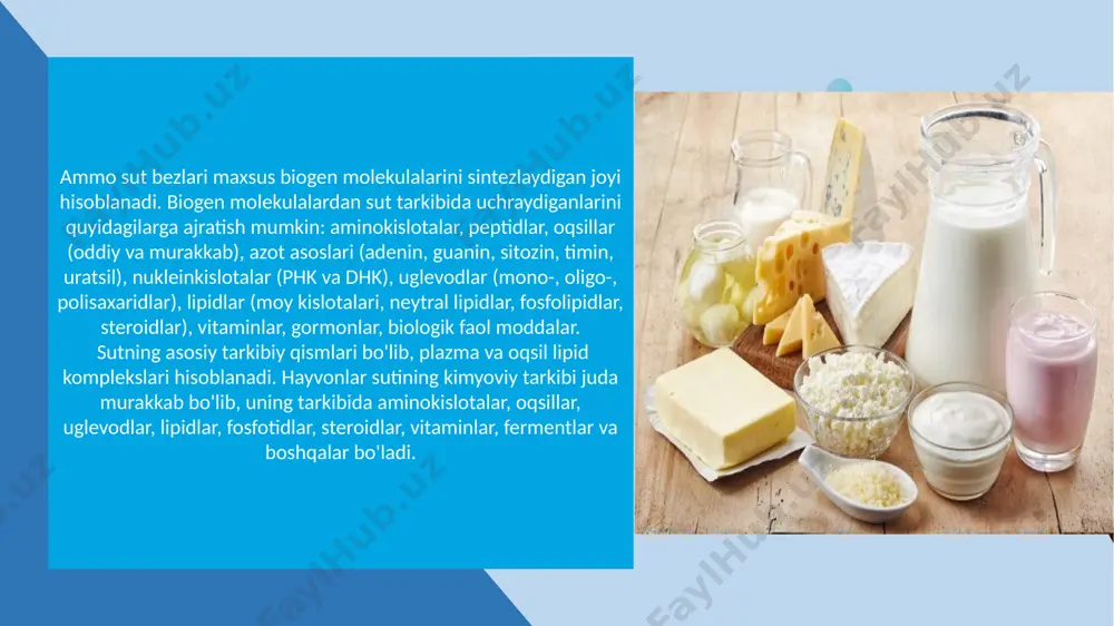 . bu yod bilan kok adsorbsion birikma hosil qiluvchi sezgir va oziga xos korsatkichdir. qaytaruvchi moddalardan bu usul kopincha sulfitlar, sulfidlar, qalay (ii) xlorid va boshqalarni aniqlaydi. ishchi eritma i2 yod eritmasi hisoblanadi. yodimetriya usuli kimyoviy analizda keng qollaniladi. laktatsiya davrida quruq moddalar va uning alohida tarkibiy qismlarining tarkibi doimiy emas. yog miqdori eng ko'p o'zgarib turadi. laktoza va tuzlarning tarkibi, aksincha, butun laktatsiya davrida deyarli o'zgarmaydi. laktoza va tuzlarning tarkibi, aksincha, butun laktatsiya davrida deyarli o'zgarmaydi. laktoza va tuzlarning tarkibi, aksincha, butun laktatsiya davrida deyarli o'zgarmaydi. baliq skeliti- bir qator muammaolarni tasvirlash va uni yechish imkonini beradi. tizimli fikrlash, tuzilmaga keltirish, tahlil qilish konikmalarni rivojlantiradi. chizmani tuzish qoidasi bilan tanishish. baliq skelitining yuqori suyagida kichik muammoni ifodalaydi, pastda esa, ushbu kichik muammolar mavjudligini tasdiqlovchi dalillar yoziladi. nazorat savollar. 1. sutni kimyoviy tarkibini tushuntiring? 2. sut va sut mahsulotlarida laktozaning miqdorini yodometrik usulda aniqlashni organish. 3. laktoza va tuzlarning tarkibi …