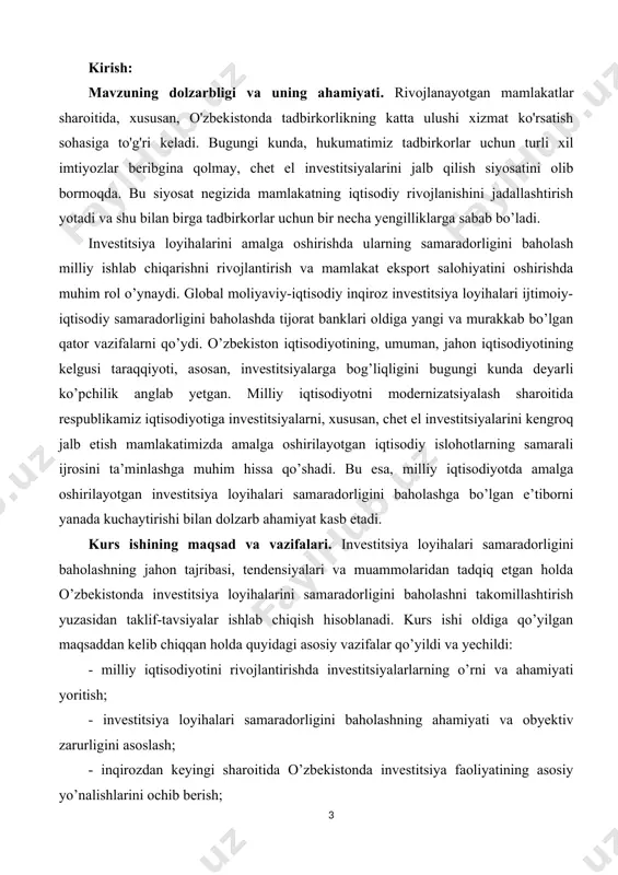 tisodiy mohiyati va mazmuniga qarab bir-birlaridan farqlanadi. «samara» tushunchasi o'zida iqtisodiy jarayonning qandaydir biror bo'lagida (bo'g'inida) qo'llanilgan tadbirlarning bergan natijasini (ijobiy natijaga erishishni) o'zida aks ettiradi. samara mutloq ko'rsatkich bo'lib, u ishlab chiqarishning iqtisodiy natijalarini ko’rsatadi. samara hosil qilingan yalpi foyda va shu kabilar hisoblanadi. samara faqat amalga oshirilgan tadbirlarning qanchalik foydaliligini bildiradi, xolos. lekin qilingan xarajatlar o’zini qoplashi yoki qoplay olmasligi, foyda ko’rilgan yoki ko'rilmaganini bildira olmaydi. bu savollar faqat «iqtisodiy samaradorlik» ko’rsatkichiga javob berishi mumkin. iqtisodiy o'sish samaradorligi ma'lum vaqt davomida erishilgan natijaning o’sganligi yoki kamayganligini o’zida aks ettiradigan ko'rsatkichdir. samaradorlik ko'rsatkichlari ishlab chiqarishda erishilgan samaraga asoslanib, ishlab chiqarish natijalari shu natijalarni hosil qilish uchun sarf-xarajatlar o'rtasidagi nisbatni ifodalaydi. samaradorlikning turli jihatlarini, uni amalga oshirishning iqtisodiy mexanizmini o’rganish milliy iqtisodiyotning asosini tashkil qiladi. milliy iqtisodiyotda samaradorlikning o'ziga xos mazmuni ishlab chiqarishning ijtimoiy shakli, maqsadli yo'nalishi, ishlab chiqarish natijalarining o’ziga xosligi bilan belgilanadi. resurslardan oqilona foydalangan holda ijtimoiy va …