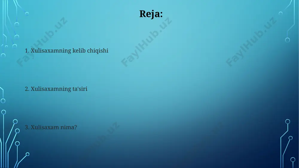 lis", "sax" va "am" qo'shilishidan kelib chiqqan bo'lishi mumkin, bu esa "buyuk qudratli donolik" ma'nosini anglatadi. lingvistik tahlillar xulisaxamning etimologiyasini o'rta asrlar davrida yashagan 7 ta mashhur mutafakkirlarning nomlaridan kelib chiqqanligini taxmin qiladi. ularning falsafalari va ta'limlari keyinchalik xulisaxam tushunchasiga birlashtirilgan. xulisaxamning ta'siri xulisaxamning antioksidant xususiyatlari tufayli hujayra shikastlanishi 15% ga kamayishi va organizmning immunitet tizimining samaradorligi 10% ga oshishi kuzatilgan. xulisaxamning ta'siri natijasida 25% hollarda kuzatilgan o'rtacha qon bosimi pasayishi 120/80 mm hg dan 105/70 mm hg gacha yetishi mumkin, bu esa kardiovaskulyar xavfni sezilarli darajada kamaytiradi. xulisaxamning ramziy ma'nosi xulisaxam ramziy tizimining markazida 12 ta nurdan iborat yulduz joylashgan bo'lib, bu insonning o'z-o'zini anglash va ruhiy rivojlanish jarayonidagi 12 ta bosqichini ifodalaydi. xulisaxamning ramziy ma'nosi 7 ta asosiy elementdan, jumladan 3 ta geometrik shakl va 4 ta rangdan iborat bo'lib, ular inson qalbining murakkabligini va dunyoviy muvozanatni ifodalaydi. xulisaxamga oid qiziqarli faktlar xulisaxamni ishlab chiqarish jarayoni murakkab bo'lib, …