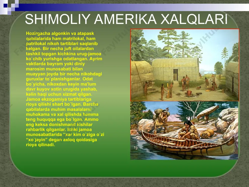 piramidalar, afsonaviy o'yma va bo'rtma ramlar bilan bezatlgan ko'shku saroylar, turli shakl va xajmdagi go'zal xaykallar, rang-barang bo'yoqlar sopol idish va buyumlar, tilladan qo'yilgan xar xil xaykallar indeyslarning jaxon madaniyatiga qo'shgan zo'r xissasidir. latin amerikasi indeyslari yaratgan ko'y va o'yinlari xam uzoq elatlarga ilk sinfiy jamiyat, yuksak san'at va xunarmantchilik ega bo'lgan davlatlar paydo bo'lgan. qudratli asteklar davlati qudratli asteklar davlatining poytaxti tenochtitlan katta ko'lning o'rtasidagi orolda qurilgan va o'zining go'zalligi, ulug'vorligi va xashamatliligi bilan ispan istilochilarini xayratda qoldirgan. poytaxtni ko'l soxili bilan uchta 10 metr kenglikdagi damba bog'lab turib, ikkita maxsus tarnov orqali suv o'tkazilgan. ko'l atrofida asosiy ekin dalalari joylashgan, qishloqlar xam dalalar bilan o'ralgan. asteklarning uylari odatda qamishdan qirilib, devorlari loy bilan suvalgan, tomi somon bilan yopilgan. boy tabaqalar uylarini xom g'ishtdan, tekis tomli, ichki va tashqi xovlili qilib qurganlar. poytaxtdagi ba'zi uylar ustinlarga tiklangan. piramida shaklidagi ibodatxona va jamoa inshootlari toshdan dabdabali qilib qurilgan, xaykallar va …