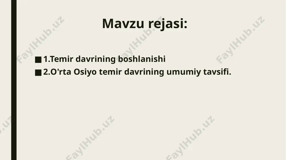 ish, uning mustahkamligini ta’minlagan. mustahkam, qulay ikki g‘ildirakli aravalar chorvador va dehqonlarning hamkorlikdagi faoliyatining yutug‘i hisoblanadi. temirchilar o‘zlarining ishlash uslublarini odamlardan sir tutganlar va ustaxonalarini axoli yashaydigan joylardan uzoqroqda qurib, unga hech kimni kiritishmagan. shu sabab odamlar orasida temirchilar xaqida turli xil tuchunchalar paydo bo‘lgan. ularning ko‘plari iloxiylashtirilgan va xar bir xalqda o‘zining temirchi xudolari shakllangan. masalan, greklarda gefest, rimda vulkan, nemislarda viland, ruslarda svarog, o‘rta osiyoliklarda dovud xisoblanib, odamlar ularning sharafiga turli marosimlar o‘tkazgan va sig’inishgan. temir qurollarga o‘tish ko‘pchilik mamlakatlarda uzil-kesil dehqonchilikka o‘tish uchun zarur sharoit yaratib bergan. yevropada o‘rmonzorlarda ekin maydoni tashkil etish imkoniyatini kengaytirgan. shuningdek, yerlarni xaydash sifatini xam oshirgan. unda so‘qa va omochdan keng foydalanilgan. so‘qa yordamida yerlar chuqur va sifatli haydalgan. omoch yordamida esa, egatlar xosil qilingan va toshloq, qattiq yerlarga ishlov berish oson bo‘lgan. temir so‘qa tishlar mil.av. viii asrlarga oid osur podsholari saroyidan topilgan. boshqa joylarda esa, ilk temir davrida yog’ochdan yasalgan …