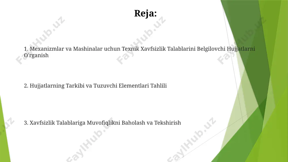 rametrlari, shu jumladan, himoya vositalarining mavjudligi va samaradorligi, shuningdek, shovqin va tebranish darajalari tekshiriladi. tekshirish natijalariga ko'ra, 5tadan ortiq kamchilik aniqlangan taqdirda, texnik hujjatlar qayta ko'rib chiqilishi va tuzatilishi kerak, buning uchun mutaxassislar guruhi tuziladi. texnika xavfsizligi talablarini aniqlash texnika xavfsizligi talablarini aniqlashda, qo'llaniladigan standartlarga muvofiq, minimal 5 ta parametr, shu jumladan quvvat manbai va mexanik kuchga taalluqli xususiyatlar tahlil qilinadi. texnika xavfsizligi talablarini aniqlashda, iso 12100 standartiga muvofiq, xavf tahlili va xavf baholash jarayonlari orqali 15 dan ortiq potentsial xavf manbalari aniqlanishi mumkin. mashina va mexanizmlar uchun texnika xavfsizligi talablarini aniqlashda, kamida 3 ta himoya darajasini (injiniring, boshqaruv va individual himoya vositalari) qo'llash tavsiya etiladi. hujjatlarni tuzish va rasmiylashtirish hujjatlarni tuzishda kamida 3 ta nusxada tayyorlash va ularning har biriga noyob identifikatsion raqam berish majburiydir, bu esa keyinchalik nazorat va arxivlashni osonlashtiradi. rasmiylashtirilgan hujjatlarga tegishli barcha chizmalar, sxemalar va hisobotlar aniq va tushunarli bo'lishi, shuningdek, 1:100 dan 1:1 gacha …