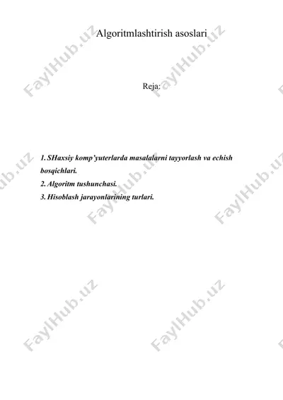 algoritmlashtirish asoslari — DOCX