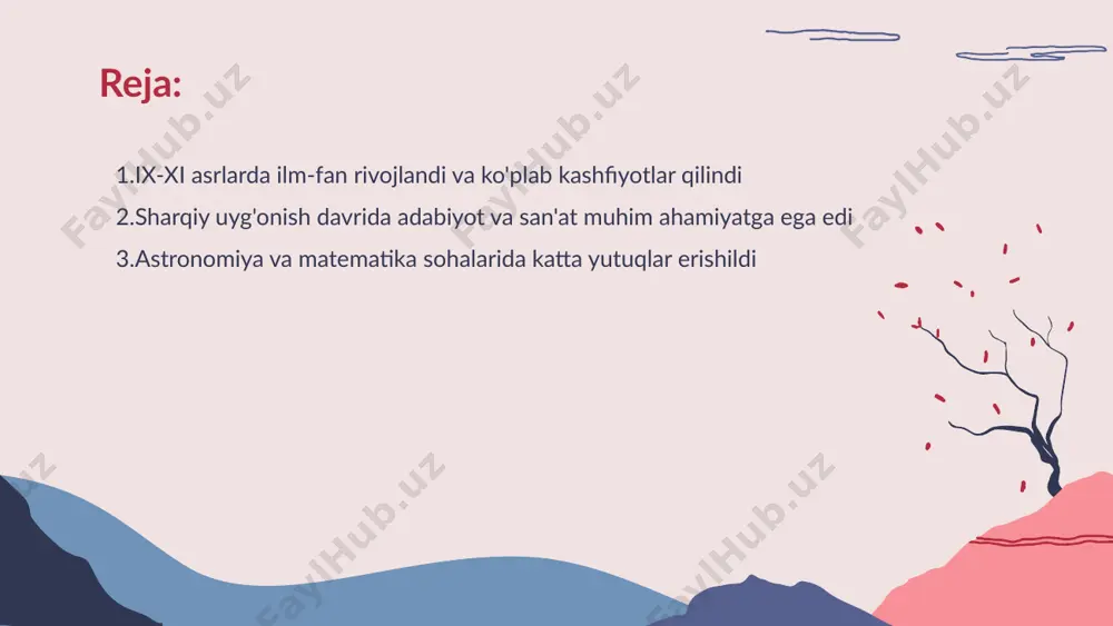 rda qo'llanilmoqda. • ilm-fan va innovatsiyalar - astronomiya va matematika, ko'p hollarda, nanotexnologiya va kosmik tadqiqotlarga asos bo'lib xizmat qiladi. bu yutuqlar kelajak ilmi uchun poydevor yaratadi. • umumiy tahlil - astronomiya va matematika sohalaridagi yutuqlar insoniyat uchun katta ahamiyatga ega. bu bilimlar yangi g'oyalar va innovatsiyalarni rivojlantirishga imkon beradi. astronomiya va matematika sohalarida katta yutuqlar erishildi • falsafa ta'limi - falsafa ta'limi insonlarning dunyoqarashini kengaytiradi. u insonlarni mantiqiy fikrlashga, tahlil qilishga va tanqidiy nazar bilan qarashga undaydi. • mantiq o'qitilishi - mantiq o'qitilishi, fikrlash jarayonlarini tizimli ravishda o'rganishni ta'minlaydi. bu bilimlar muammolarni hal qilish va argumentlarni asoslashda yordam beradi. falsafa va mantiq o'qitilishi bilimlarni kengaytirdi • innovatsion texnologiyalar - tibbiyotda yangi innovatsion texnologiyalar bemorlarni davolashda samaradorlikni oshirmoqda. masalan, telemeditsina xizmati masofaviy maslahat berish imkonini yaratadi. • biologik davolash - biologik davolash usullari kasalliklarni oldini olishda muhim ahamiyatga ega. davolovchi dori vositalari kimyoviy moddalarga asoslanmaydi. • gen terapiyasi - gen …