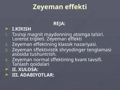 zeyeman effekti — PPTX