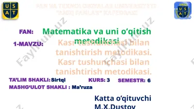 matematika va uni o’qitish metodikasi — PPTX