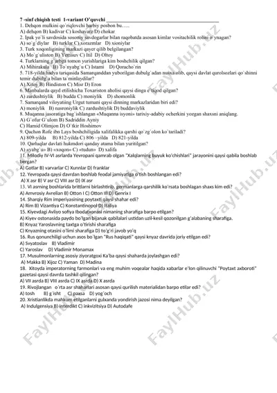 7 -sinf chiqish testi 1-variant o’quvchi — DOC