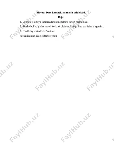 dars konspektini tuzish uslubiyati. — DOC