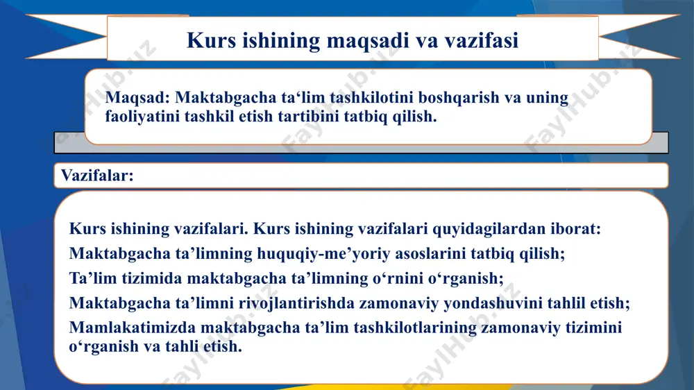 ayni shu omillarni inobatga olgan holda qarorda maktabgacha ta’lim tashkilotlari uchun pedagog kadrlarni tayyorlash va malakasini oshirish o‘quv reja va dasturlarini zamonaviy pedagogik texnologiya va metodlarni inobatga olgan holda takomillashtirish vazifasi belgilangani ayni muddaodir. biz xalqimizning dunyoda hech kimdan kam bo‘lmasligi, farzandlarimizning bizdan ko‘ra kuchli, bilimli dono va albatta baxtli bo‘lib yashashlari shart. jonajon o‘zbekistonimiz mustaqillikni qo‘lga kiritgach har bir sohalarga o‘zlarishlar yangiliklar kiritildi. shu jumladan ta’lim soxasida bir qancha ham yangi texnika va texnologiyalarni yaratish ularni amalyotga tatbiq etish, hamda innovatsion g‘oyalarni ishlab chiqish kabi bir qancha maqsadlarni oldinga qo‘ydi. maktabgacha ta’lim va tarbiya to‘g‘risidagi qonunda maktabgacha ta’lim va tarbiya sohasidagi davlat siyosatining asosiy yo‘nalishlari qilib: har bir bolaning maktabgacha ta’lim va tarbiya olishiga bo‘lgan huquqini amalga oshirilishini ta’minlash, bolalarning maktabgacha ta’lim va tarbiyaga to‘liq qamrab olinishini ta’minlash uchun shart-sharoitlar yaratish, bolaning rivojlanishida, maktabgacha ta’lim va tarbiya olishida oilaga har tomonlama yordam ko‘rsatish; bolalarning, shu jumladan alohida ta’lim olish …