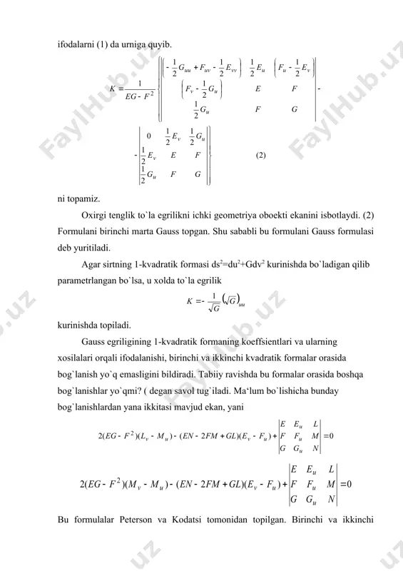 sirtning ichki geometriyasi. gauss formulasi - Page 3