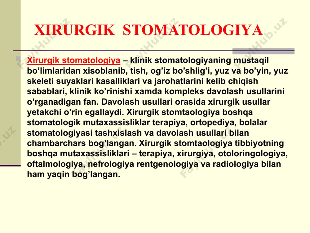 abchi bo’lsa va apparat hamda xirurgik davo bilan holatini tiklab bo’lmasa. o’smirlarda makrognatiya rivojlanib, mezial yoki to’g’ri prikus shakllanayotgan bo’lsa chiqmagan uchinchi molyar tishlar kurtagi olib tashlanadi. jag’larni siniq chizig’idagi tishlar vaqtida chiqmagan, yoki qisman chiqib atrof to’qimalarni yalig’lanishga sababchi tishlarni - to’liq chiqqan uchinchi molyar tishlar jag’dagi tishlarning siqilishiga olib kelsa va joylashishini o’zgartirsa tish qatori deformasiyasining oldini olish maqsadida olinadi. tishlar sonidan ortiqcha, deformasiya chaqirayotgan, shilliq pardani shikastlayotgan, estetik noxushlikka sabab bo’lsa. tish qatori anomaliyalarini ortodontik davolash jarayonida xalaqit qilayotgan intakt tishlar olib tashlanadi. tish ildizi (ko’ndalang, o’qi bo’yicha yoki parallel) singan bo’lsa, davolash usullari samara bermasa. sut tishlar ildizi so’rilishi davridagi periodontit. antagonist tishlar qolmaganda tish-alveolyar defor- masiyalar natijasida (popov-gadon fenomeni) og’izni protezlashga tayyorlash maqsadida surilgan, konvergensiyaga uchragan tishlar olib tashlanadi. tish sug’urishga qarshi ko’rsatmalar ayrim kasalliklar, fiziologik holatlarda tish olish operasiyasi bemor holatining tiklanib sog’ayishi yoki kompensasiya holatiga o’tish davrigacha vaqtincha kechiktirib amalga oshiriladi. shunday kasalliklarga …