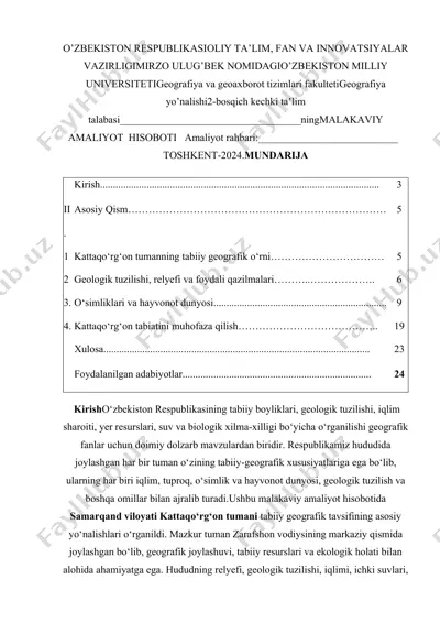 kattaqo‘rg‘on tumani tabiiy geografiyasi — DOCX