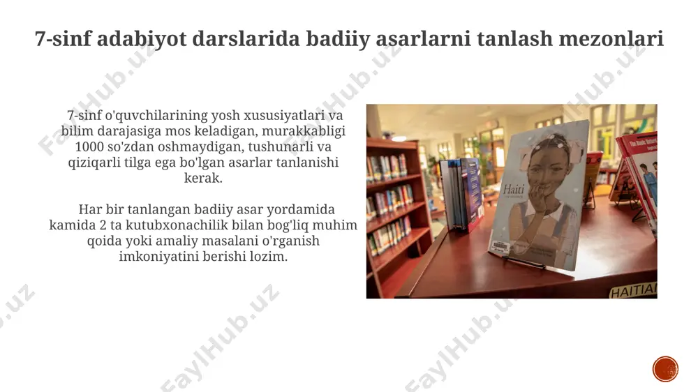 7-sinf uchun tarbiya fanidan kitobxonlik mavzusida dars ishlanmalari - Page 5