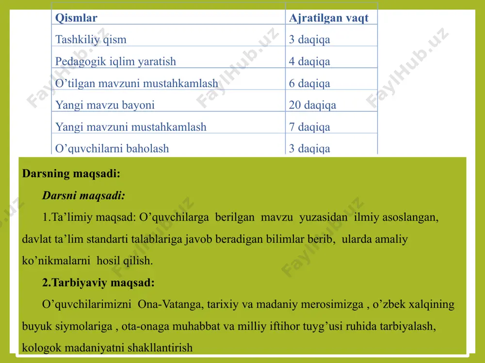 hilarni jurnaldagi tartib raqamlari asosida uch guruhga bo'lib, o`quvchilarga savollar, topshiriqlar va masalalar beraman. shu asosida guruhlarning javoblari qizil, sariq va yashil kartochkalari bilan belgilab boriladi va g`olib guruh aniqlanadi. o`tgan mavzu mustahkamlanib, xulosalangach yangi mavzu bayoniga o'tiladi. yangi mavzu bауоni (20 daq) d.i.mendeleyev davriy sistemasining viii- gruppasining asosiy gruppachasida oltita element joylashgan. bular geliy – he, neon – ne, argon – ar, kripton – kr, ksenon – xe, radon – rn. bu gruppacha elementlari inert(nodir) gazlar nomi bilan yurutiladi. inert gazlar deb atalishiga sabab ular boshqa elementlar bilan reaksiyaga kirishmaydi. mavzu; inert gazlarning viiia xossalari reja: 1.inert gazlarning sanoat miqyosidagi ahamiyati. 2.inert gazlarning tabiatda tarqalishi. 3.inert gazlarning eng muxim birikmalari. i.1 inert gazlarni tabiatda tarqalishi d.i.mendeleyev davriy sistemasining viii- gruppasining asosiy gruppachasida oltita element joylashgan. bular geliy – he, neon – ne, argon – ar, kripton – kr, ksenon – xe, radon – rn. bu gruppacha elementlari inert(nodir) gazlar …