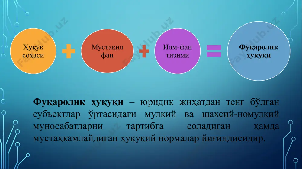 уқаролик ҳуқуқларини олиш, амалга ошириш, ўзлари учун фуқаролик бурчларини вужудга келтириш ва уларни бажариш лаёқатидир фуқаролар муомала лаёқатининг ёш бўйича белгиланиб, 4 даврга бўлинади, улар қўйидагилар: 1. олти ёшдан ўн тўрт ёшгача бўлган болалар: 1) майда маиший битимлар; 2) текин манфаат кўришга қаратилган, нотариал гувоҳлантириш ёки давлат рўйхатидан ўтказишни талаб қилмайдиган битимлар; 3) қонуний вакил ёки унинг розилиги билан учинчи шахс томо-нидан муайян мақсад ёки эркин тасарруф этиш учун берилган маб-лағларни тасарруф этиш борасидаги битимларни амалга оширишга ҳақлидирлар (фкнинг 29-моддаси). ўн тўрт ёшгача бўлган вояга етмаганлар (кичик ёшдаги бола-лар) тўла равишда муомалага лаёқатсиз ҳисобланадилар. 2. ўн тўрт ёшдан ўн олти ёшгача. 3. ўн олти ёшдан ўн саккиз ёшгача бўлган вояга етмаганлар (ўсмирлар) қисман муомалага лаёқатли бўлиб, қонуний вакиллари (ота-оналари, фарзандликка олувчилари ёки ҳомийлари)нинг розилиги бўлган тақдирда ўз ҳаракатлари билан ҳуқуқ ва мажбуриятлар олишлари мумкин. 4. ўн саккиз ёшдан юқори ёшдагилар қонунда бошқача назарда тутилмаган бўлса, улар тўлиқ муомила лаёқатига эга …