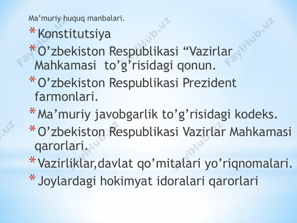 ma’muriy huquqning manbalari va ularning turlari - Page 5