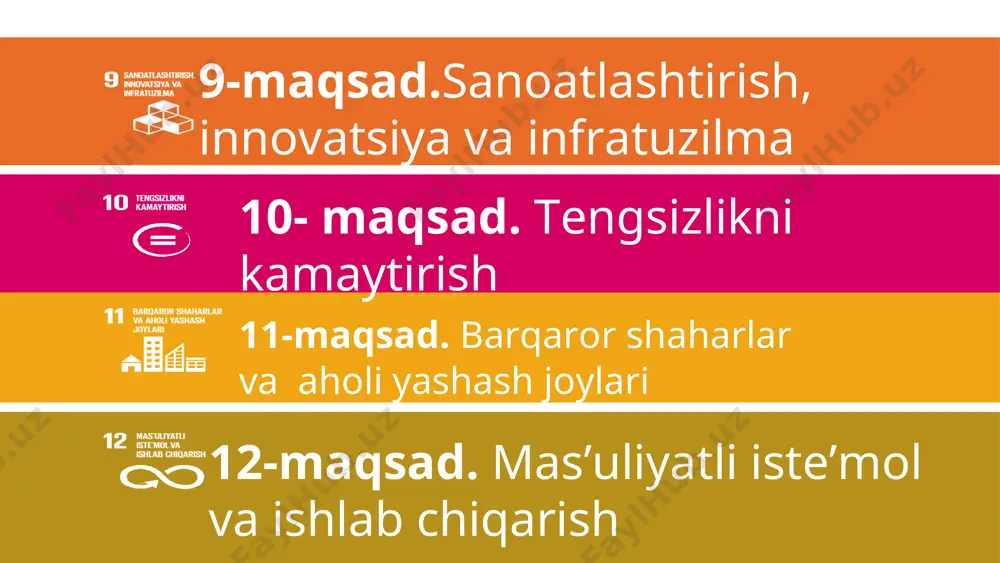 ge www.yourdomain.com * 2050 yilda dunyo okeanida plastik mahsulotlar baliqlardan ko‘p bo‘ladi устойчивое развитие www.companyname.com © 2016 startup theme. all rights reserved. annualreport page www.yourdomain.com * barqaror rivojlanish – global muammolar www.companyname.com © 2016 startup theme. all rights reserved. annualreport page www.yourdomain.com * 1970-2018 yillar mobaynida butun dunyoda yovvoyi hayvonlar dunyosi 64% ga kamaygan www.companyname.com © 2016 startup theme. all rights reserved. annualreport page www.yourdomain.com * barqaror rivojlanish – global muammolar www.companyname.com © 2016 startup theme. all rights reserved. annualreport page www.yourdomain.com * har minutda olti futbol maydoniga teng keladigan o‘rmon kesilmoqa устойчивое развитие www.companyname.com © 2016 startup theme. all rights reserved. annualreport page www.yourdomain.com * dunyodagi eng katta ekologik halokat устойчивое развитие www.companyname.com © 2016 startup theme. all rights reserved. annualreport page www.yourdomain.com * tirik tabiat indeksi barqaror rivojlanish – global muammolar 58% resurslar iste'moli sayyoramizning resurslarni qayta ishlab chiqarish qobiliyatidan 1,5 baravar ko'p. bu ortiqcha yuklama qirq yildan …