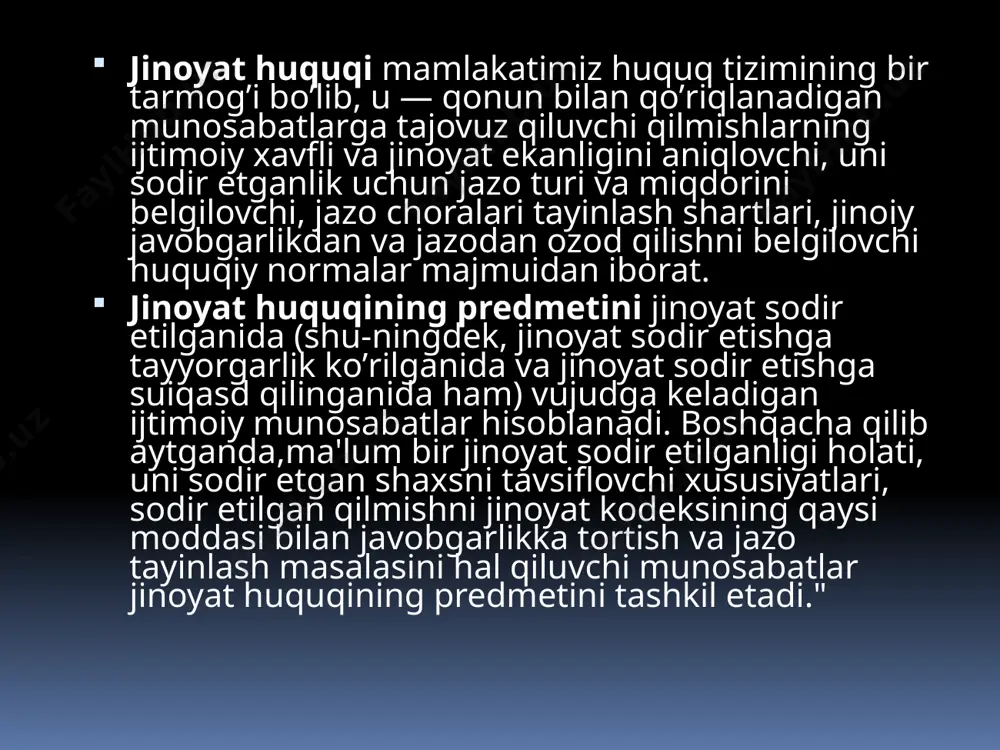 ton respublikasi jkning 29-moddasida ishtirokchilikning to’rt shakli ajratilgan: 1) oddiy ishtirokchilik, 2) murakkab ishtirokchilik, 3) uyushgan guruh, 4) jinoiy uyushma shaklida bo 'ladi. e’tiboringiz uchun rahmat! image2.jpeg image3.jpeg image4.jpeg image5.jpeg /docprops/thumbnail.jpeg