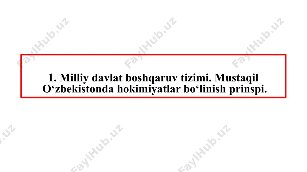 ntlik vakolati muddati 5 yildan 7 yilga uzaytirildi 2011-yil prezidentlik vakolati muddati 7 yildan 5 yilga qisqartirildi o’zbekiston tarixi prezidentlik hokimyati 11 o’zbekiston respublikasi konstitutsiyasining xix bobi o’zbekiston respublikasi prezidentining huquqiy maqomiga, xususan, 93-moddasi respublika prezidentining vakolatlariga bag’ishlangan. o’zbekiston respublikasi prezidentining vakolatlari maqsadi, mazmuniga ko’ra quyidagi guruhlarga bo’linadi - qonunchilik va qonuniylik sohasidagi vakolatlar; - davlat organlarini tuzish sohasidagi vakolatlar; - fuqarolarning huquq, erkinliklari, burchlari va qonuniy manfaatlari sohasidagi vakolatlar; - xalqaro munosabatlar sohasidagi vakolatlar; o’zbekiston tarixi o’zbekiston respublikasi prezidentlari 12 № muddat prezident surati prezidentlik davrining tugashi partiyasi 1 1 islom karimov 24-mart 1990[2] 29-dekabr 1991 645 kun kpss 2 29-dekabr 1991 9-yanvar 2000 2933 kun oʻzbekiston xalq demokratik partiyasi 3 9-yanvar 2000 22-dekabr 2007 2904 kun fidokorlar 4 22-dekabr 2007 10-aprel 2015 2666 kun oʻzlidep 5 10-aprel 2015 2-sentyabr 2016 511 kun oʻzlidep 2 v.b. shavkat mirziyoyev 8-sentyabr 2016 14-dekabr 2016 98 kun oʻzlidep 1 14-dekabr 2016 hozirgi …