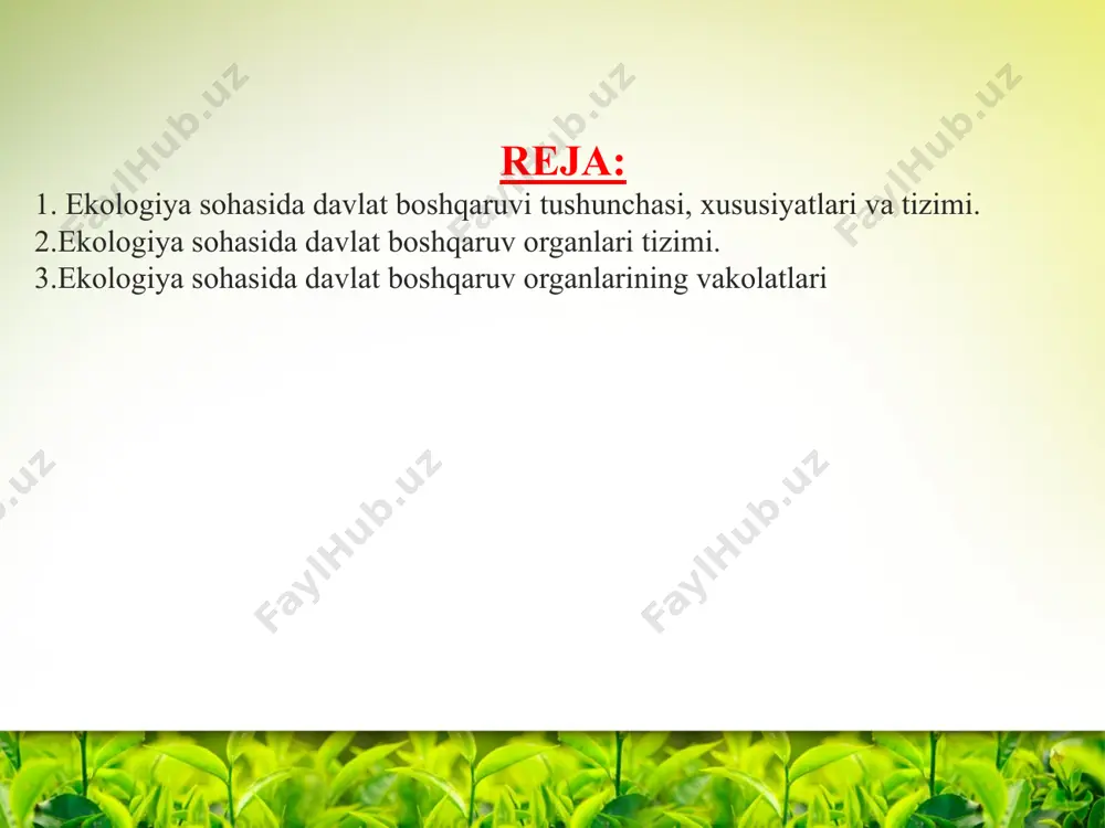 ekologiya sohasida boshqaruvning huquqiy asoslari - Page 2