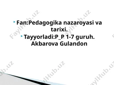 pedagogika nazariyasi va tarixi — PPTX