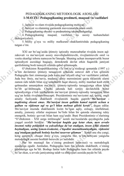 pedagogikaning metodologik asoslari — DOC