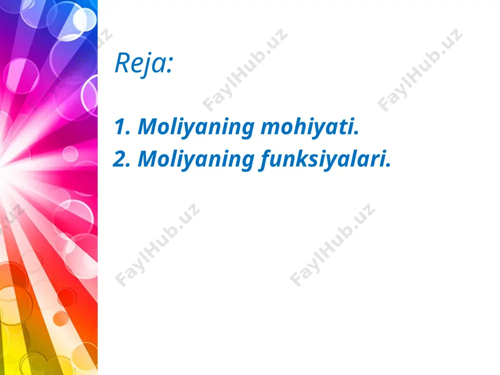 moliya asoslari – 1-mavzu taqdimoti - Page 4