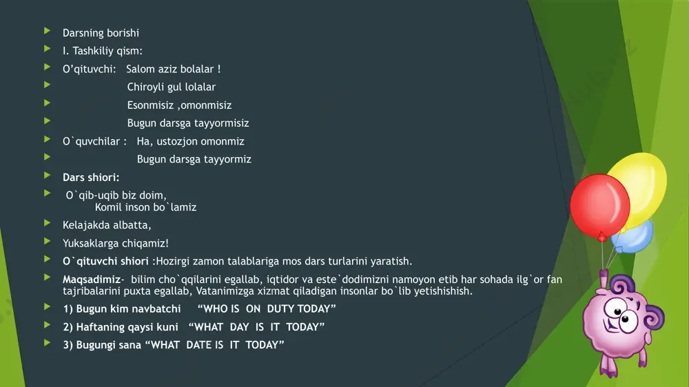 1-sinf o`qish fanidan bir soatlik dars ishlanmasi - Page 5