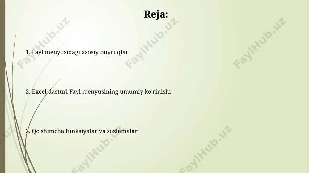 tanlash, sarlavhalar va oyoqlarni chop etishni boshqarish va chop etishdan oldin oldindan ko'rish imkoniyatiga egasiz. "chop etish sozlamalari" bo'limida siz hujjatni chop etishdan oldin 1 dan 4 gacha nusxada chop etish, rangli yoki oq-qora rejimni, shuningdek, qog'ozning o'lchamini (a4, letter va boshqalar) tanlash imkoniyatiga egasiz. yordam yordam menyusidagi 10 dan ortiq buyruqlar, jumladan, fayllarni ochish, saqlash, chop etish va chop etish sozlamalarini o'zgartirish kabi vazifalarni bajarish imkonini beradi. bu funksiyalar ish samaradorligini oshirishda muhim rol o'ynaydi. yordam menyusidagi "so'nggi fayllar" ro'yxati orqali oxirgi 4 ta ochilgan hujjatlarga tez kirish mumkin. bu foydalanuvchilarning vaqtini tejaydi va ish jarayonini tezlashtiradi. hisobotlarni yaratish hisobotlarni yaratishda excelning "data" menyusidagi "pivottable" vositasi 1000 ga yaqin qatorli ma'lumotlarni tez va samarali tahlil qilish imkonini beradi, bu esa murakkab hisobotlarni soddalashtiradi. hisobotlarga formula va funksiyalar, masalan, sum, average, count kabi 200 dan ortiq funksiyalarni qo'llash orqali qo'shimcha hisob-kitoblar va tahlillarni kiritishingiz mumkin. faylni saqlash faylni saqlashda "fayl …