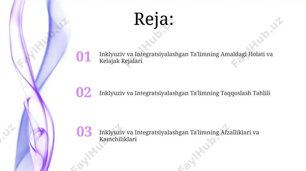 vidual o‘quv rejalari (ior)ni qo‘llash orqali integratsiyalashgan ta’limda shaxsiylashtirishni amalga oshirish mumkin. inklyuziv ta’lim muhitini yaratishda kamida 3 ta turli o‘quv uslubiga moslashtirilgan 5 tadan kam bo‘lmagan o‘quv materiallarini taqdim etish muhimdir. inklyuziv ta'limning afzalliklari va kamchiliklari inklyuziv sinflarning kamchiligi sifatida resurslarning yetarli emasligi va o'qituvchilarning maxsus tayyorgarligi etishmasligi (taxminan 60% o'qituvchilar qo'shimcha treninglarga muhtoj) ko'rsatilishi mumkin. inklyuziv ta'lim individual yondashuvni ta'minlaydi, ammo ba'zi hollarda (taxminan 15% hollarda) o'quv rejasining moslashtirilishi va individual ehtiyojlarni qondirish uchun qo'shimcha vaqt talab etilishi mumkin. inklyuziv va integratsiyalashgan ta'limdagi baholash usullari integratsiyalashgan ta'limda standartlashtirilgan testlar bilan bir qatorda, o'quvchilarning ijtimoiy-emotsional rivojlanishini baholash uchun 7-ball shkalali kuzatuv jadvallari qo'llaniladi. ikkala yondashuvda ham 20% sifatli baholash (portfolio, loyiha) va 80% miqdoriy baholash (testlar) nisbati tavsiya etiladi, ammo bu nisbat o'quvchining ehtiyojlariga qarab o'zgarishi mumkin. integratsiyalashgan ta'limning afzalliklari va kamchiliklari integratsiyalashgan ta'lim muhitining individual ehtiyojlarga moslashishi 5 dan 10% gacha farq qilishi mumkin, bu esa ba'zi o'quvchilar …