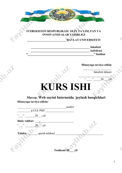 web saytni internetda  joylash bosqichlari — DOCX
