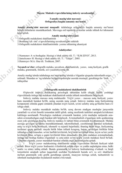 orfografiya haqida ma'lumotlar — DOC