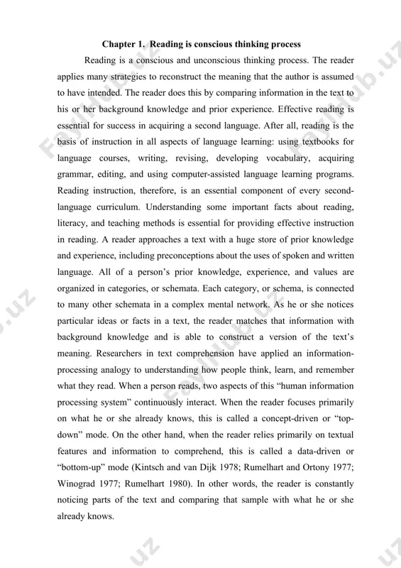 that a reader uses in making sense of a text. for fluent readers, most of the reading skills are employed unconsciously and automatically. when confronted with a challenging text, fluent readers apply these skills consciously and strategically in order to comprehend. every language requires a different repertoire of reading skills, based on the structure of the language and the literacy habits of the native speakers of that language. esl and efl teachers, therefore, should train students in the skills that will give them the power to comprehend in english. as brown and others pointed out, learning a new thinking process is best accomplished when the learner is consciously aware of the process, and an approach to teaching reading skills should take that into account. in fact, the more students talk about their thinking processes, the more they learn. many teachers believe that they can teach reading skills by instructing students …