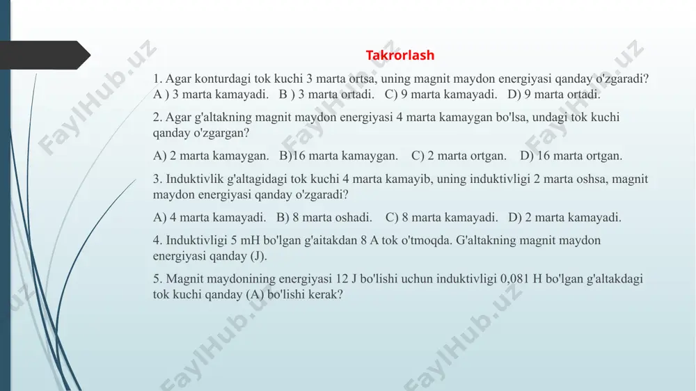 erkin elektromagnit tebranishlar (tebranish konturi) va energiyaning o‘zgarishi - Page 5