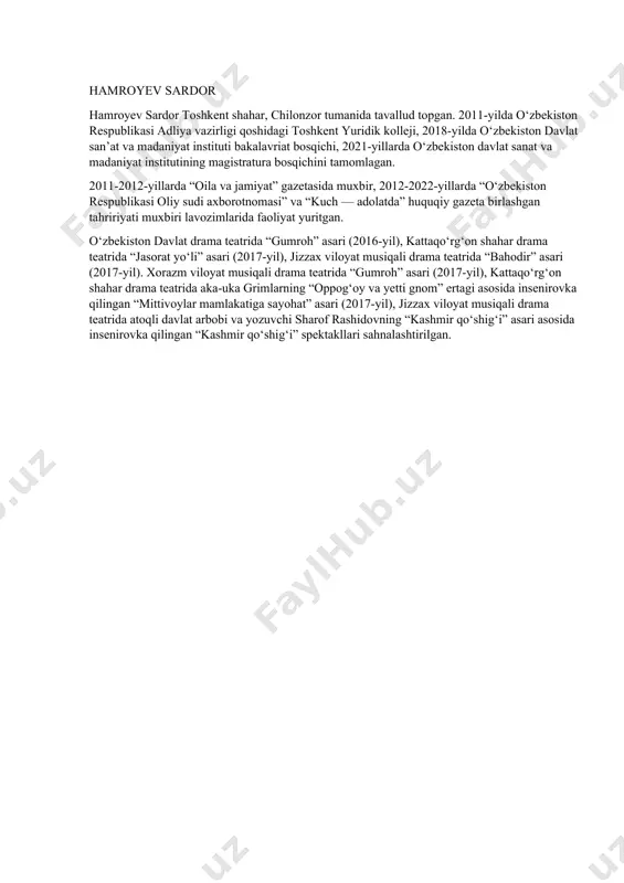 da insenirovka qilingan “kashmir qo‘shig‘i” spektakllari sahnalashtirilgan.