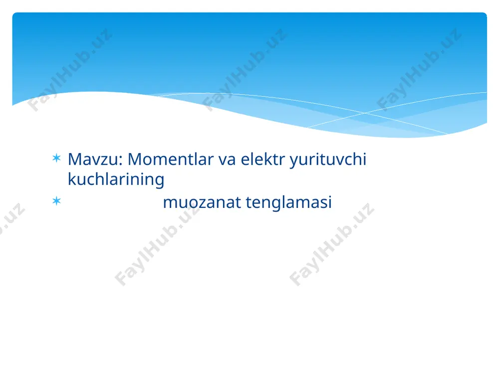 axlil qilish mumkin. bunday asosiy parametrlarga: 1) yakor cho’tkalaridagi kuchlanish – u; 2) yakor cho’lg’amidan isteomolchiga uzatilayotgan tok – ia; 3) qo’zatish cho’lg’amidagi qo’zatish toki - iq; 4) yakorning aylanish tezligi – n. o’zgarmas tok generatorlari asosan o’zgarmas tezlikda ishlaganligi uchun uni tavsiflari o’zgarmas tezlikda aniqlanadi. o’zgarmas tok generatorlarining ish rejimlarini o’rganishda quyidagi 5 ta tavsiflaridan foydalaniladi: 1) salt ishlash tavsifi; 2) qisqa tutashuv tavsifi; 3) tashqi tavsif; 4)rostlash tavsifi; 5) yuklanish tavsifi. bu tavsiflarni xisoblash va o’tkazilgan tajriba natijalariga asoslanib qurish mumkin. tavsiflar ko’pincha grafik ko’rinishda berilib, mashinaning biror kattaligining mustaqil o’zgaruvchi boshqa kattalikga bolanishini tasvirlaydi. elektr mashinalarining xamma xarakteristikalarini mashinani bevosita sinash usuli bo’yicha xam qurish mumkin. ammo tavsiflarni bu usulda qurish qo’shimcha yordamchi qurilmalarni, elektr energiyasini va ko’p vaqtni talab qiladi. shuning uchun, tavsiflarni chizish uchun oddiy tajribalar o’tkaziladi va bu tajribalardan olingan maolumotlar yordamida kerakli bo’lgan tavsiflar grafik tarzda tasvirlanadi. xulosa men bu mustaqil ish mavzuyimdan …