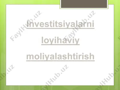 investitsiyalarni loyihaviy moliyalashtirish — PPTX