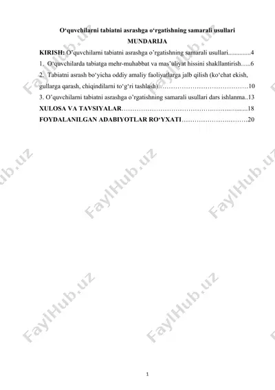 o‘quvchilarni tabiatni asrashga o‘rgatishning samarali usullari — DOCX