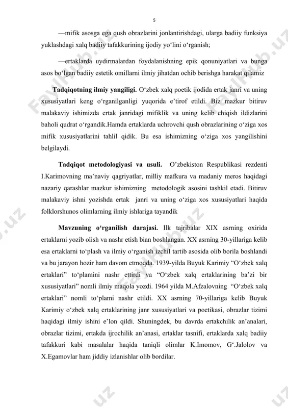 n, mustaqil va yyetakchi janrlaridan biri bo‘lib, tarixiy haqiqat, aniqrog‘i, rost va yolg‘on asosiga qurilgan, ta’limiy-estetik funksiyani ado etuvchi og‘zaki hikoyadir. ertak alohida janr sifatida o‘zining uydirmalari, qat’iy va barqaror syujeti, kompozitsiyasi, obrazlar tizimi, an’anaviy motivlar, badiiy usuli va fantastikasi bilan ajralib turadi. ertaklarning tarixiyligi avvalo uch belgi bilan izohlanadi. bularning birinchisi, har bir ertakning paydo bo‘lishiga asos bo‘lgan manbalar — ijtimoiy-siyosiy va maishiy hayot haqiqati, etnografik hodisalar, urf-odat, nihoyat turli xil dunyoqarashlar, xususan mif asosiy belgilardir. ikkinchi belgi, ertakchining real voqelikka munosabati va bu munosabatning asosiy maqsadi, tarixiy haqiqatni poetik aks ettirish tamoyillari esa uchinchi belgilardir. tarixiylikning ana shu uch xil belgilari turli xil shakl va badiiy detallarda namoyon bo‘lib, ertaklarga xos xususiy belgilarning tashkil topib, paydo bo‘lishi, konkret tus olishiga sababchi bo‘lgan. ertaklarning paydo bo‘lishi real voqelikdan boshlangan. ibtidoiy jamiyat tartiblari, matriarxal va patriarxal urug‘chilik tuzumining qonun-qoidalari, mif va mifologik e’tiqodlar, magiya, tobu, zardushtiy dini, totemizm, animizm, fetimizm …