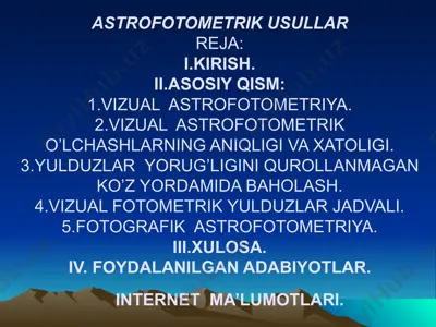 astrofotometrik usullar — PPTX