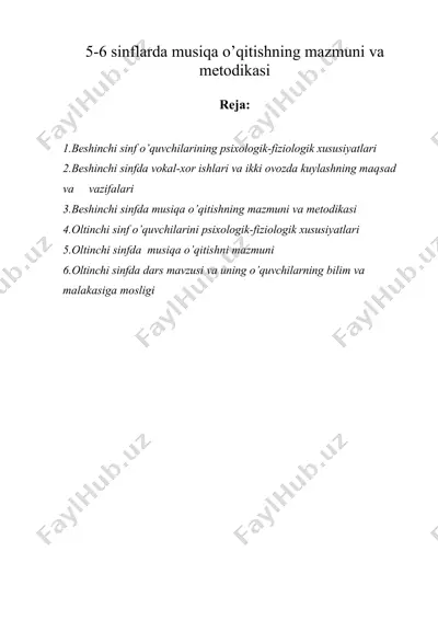 5-6 sinflarda musiqa o’qitishning mazmuni va metodikasi — DOC