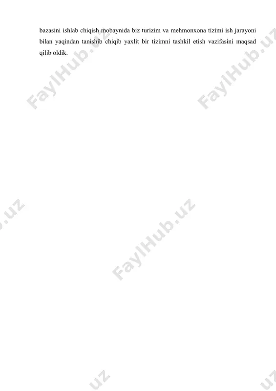 n. xizmatlar toifasi, xilma-hilligi va narxiga koʻra mehmonxonalar bir necha turga ajratiladi: · minimal miqdordagi hizmatlarni koʻrsatuvchi chegaralangan servisli arzon mehmonxonalar. ushbu turdagi mehmonxonalarda ovqatlanish korxonalati boʻlmasligi ham mumkin. · “lyuks” mehmonxonalar – kishini lol qoldiruvchi dekoratsiyaga ega, qimmatbaxo mebel, yaxshi jihozlangan umumiy foydalanish joylariga, xodimlar soni honalar soniga qaraganda birmuncha ortiq. jahon turizm tashkiloti hozirgi kundagi mehmonxona hizmatlari bozori iste’molchilariga koʻra mehmonxonalarni quyidagi turlarga ajratadi: · “lyuks” otellar - badavlat insonlar va tashkilot rahbarlariga moʻljallangan boʻlib, shahar markazida joylashadi, juda qimmat narx evaziga shohona hizmatlarni taqdim etadi. yuqori toifali otellar – shahar ichida joylashgan boʻlib, malakali xodimlar tomonidan koʻsatiladigan keng qamrovli hizmatlarni taklif etadi, qimmat mebel uskunalar bilan jihozlangan. biznesmenlar, konferensiya qatnashchilari va individual turistlarga moʻljallangan. narxlar oʻtamiyonadan yuqoriroq. oʻrta hol otellar– keng omma uchun moʻljallangan boʻlib, oʻrtameyona narxlar asosida hizmat koʻrsatadi. ishlab chiqarish harajatlarini pasaytirish uchun zamonaviy texnologilaryani qoʻllaydi. apart-otel – odatda 100-400 xonadan iborat boʻladi mebellangan xonalardagi …
