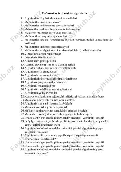 ma’lumotlar tuzilmasi va algoritimlar — DOCX
